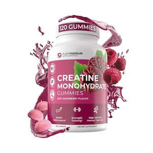 Creatine: PurePremium Creatine Gummies - Tart Raspberry (120 Gummies)