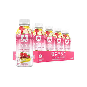 Protein Drinks: RYSE Clear Whey Isolate Protein Shake - Strawberry Banana (12 Pack)