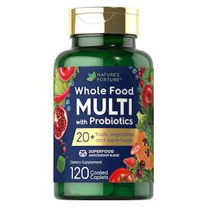 Natures Fortune Whole Food Multivitamin with Probiotics (120 Coated Caplets)