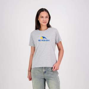 Hibiscus Coast Pickleball Silhouette T-Shirt V2 - Ladies - Grey Marle - With Lar&hellip;