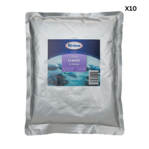Riviana Tuna Flakes in Brine Pouch 1kg x10
