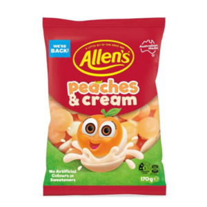Confectioneries: Allens Peaches & Cream 170g