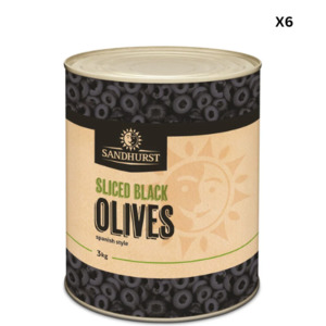 Sandhurst Sliced Spanish Black Olives 3kg x 6