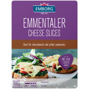 Cheese 1: EMBORG EMMENTAL 45+ SLICES 150g x 11