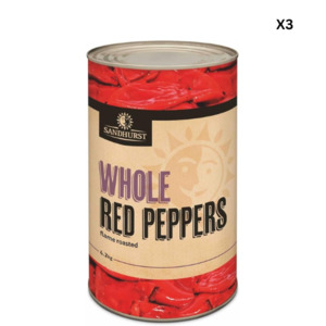 Tinned Vegetables Beans: Sandhurst Whole Red Peppers 4.2kg x 3