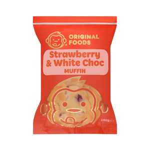 Original Foods Strawberry & White Choc Mega Muffins 140g x12 CTN