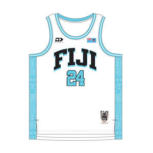 Singlet: 2024 Fiji Bati Rugby League Mens White Basketball Singlet