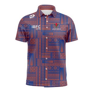 2025 Lakapi Samoa Button Up Shirt - Blue and Red