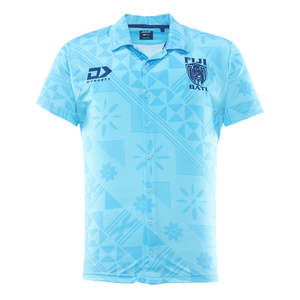Fiji Bati Rugby League: 2025 Fiji Bati Mens Button Up Polo - Blue