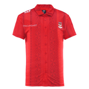 Sale: 2025 Tonga Rugby League Mens Button Up Polo - Red