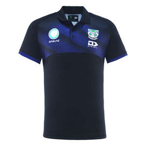 2025 New Zealand Warriors Mens Black Sand Media Polo