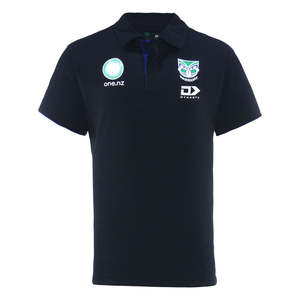 2025 New Zealand Warriors Mens Black Media Polo
