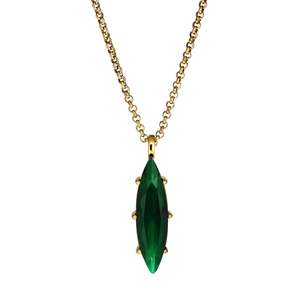 Necklaces: Takeshi Gold Necklace - Emerald Green