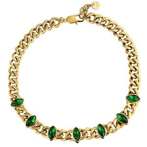 Punica Gold Necklace - Emerald Green