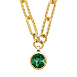 Necklaces: Lisanna Gold Necklace - Emerald Green