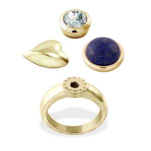 Compliments Ring Set: Shiny Gold Ring + Sence + Strength + Passion.