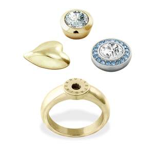 Compliments Ring Set: Shiny Gold Ring + Grace + Strength + Passion.