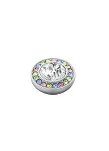 Grace Shiny Silver Interchangeable Ring Topper - Crystal / Pastel
