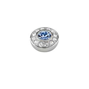 Emotion Shiny Silver Interchangeable Ring Topper - Light Blue/ Crystal