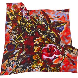 Fall Bouquet Silk Scarf, Wine