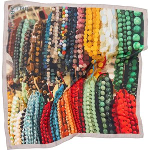 Scarves: Beads Silk Scarf, Red Multi