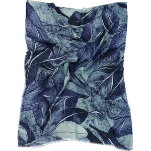 Spring Leaves Wool Scarf, Blue