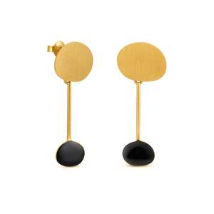 Miro Gold Earrings Black Drop