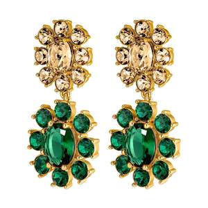 Make A Statement: Lina Gold Earrings - Emerald Green /Golden