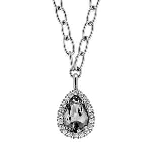 Metta Shiny Silver Necklace - Grey /Crystal