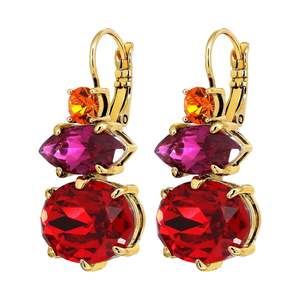 Parsana Gold Earrings - Red / Pink