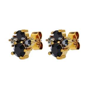 Valentino Red: Billis Gold Earrings - Black Mix