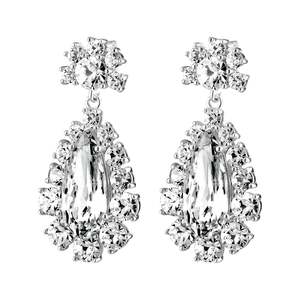 Lucia Shiny Silver Earrings - Crystal