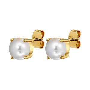 Daze Gold Earrings - White Pearl