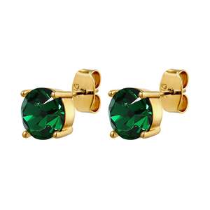Daze Gold Earrings - Emerald Green