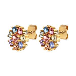 Studs: Carnea Gold Earrings - Pastel Multi
