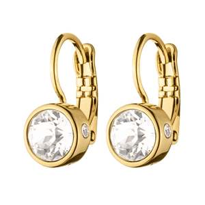 French Hook: Madu Gold Earrings - Clear Crystal