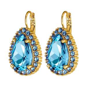 French Hook: Fiora Gold Earrings - Aqua / Light Blue