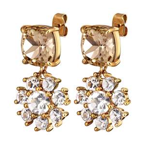 Poppy Gold Earrings - Golden / Crystal