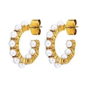 Wedding Jewellery Collection: Raquel Gold Earrings - White Pearl