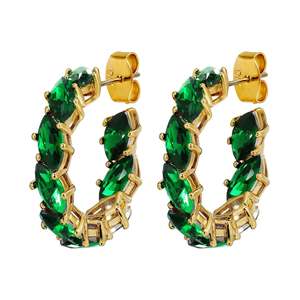Tamarin Gold Earrings - Emerald Green