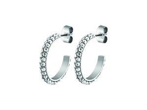 Hosta Shiny Silver Hoop Earrings