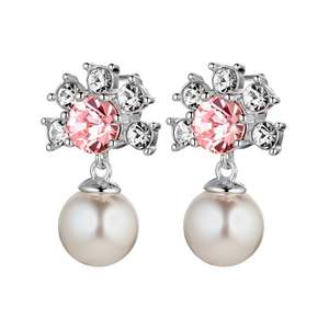 Veronica Shiny Silver Earrings, Rose