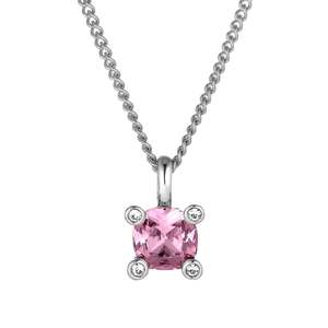Julia Shiny Silver Necklace - Light Rose