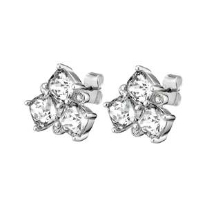 Autumn Winter Collection: Viena Shiny Silver Earrings - Crystal
