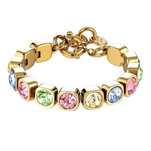 Multi Pastel In Gold: Conian Gold Tennis Bracelet - Pastel Multi