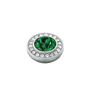 Green With Envy: Grace Shiny Silver Interchangeable Ring Topper - Emerald Green / Crystal