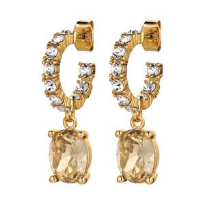 Golden Era: Barbara Gold Earrings - Golden / Crystal