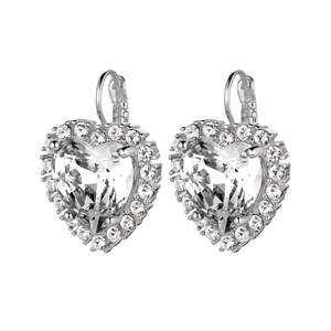 Felicia Shiny Silver Earrings - Crystal