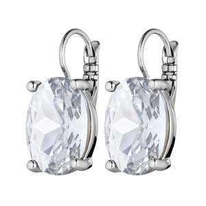 Chantal Shiny Silver Earrings - Crystal