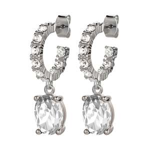 Barbara Shiny Silver Earrings - Crystal